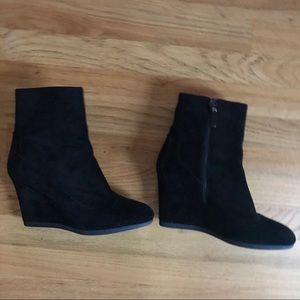 Via Spiga 10 black suede booties.